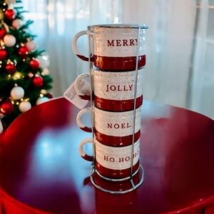 NEW Holiday Time Christmas Stacking Mug Set